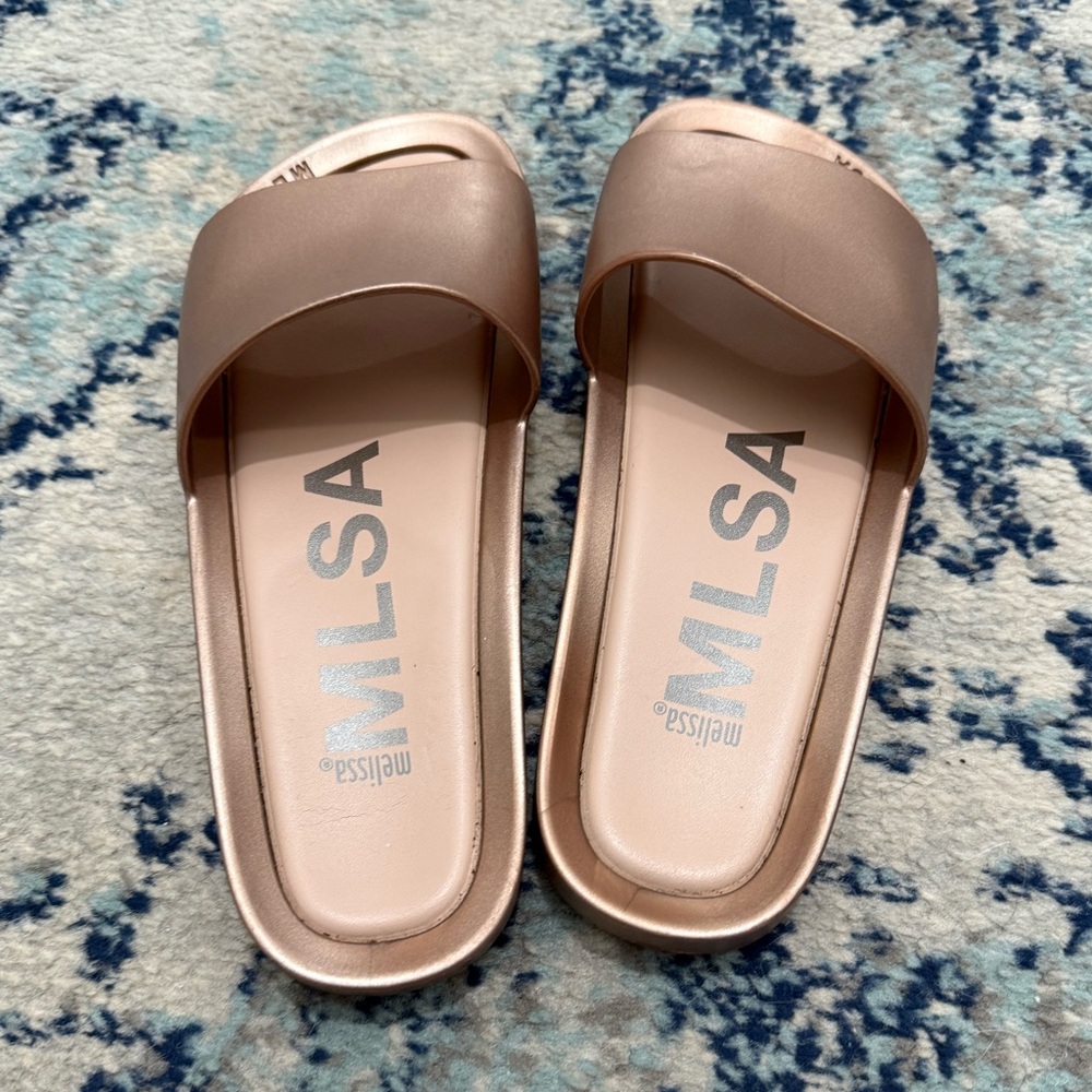 Melissa Women's Metallic Slide Shine Sandals EUC Size 8